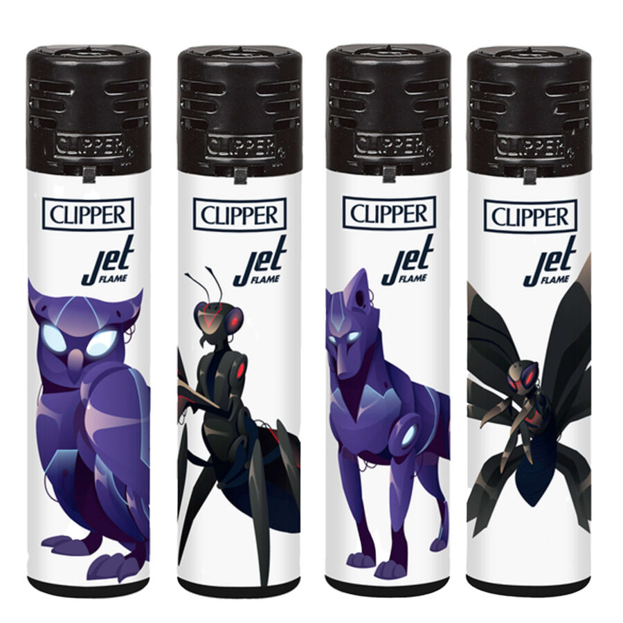 Clipper Jet Flame Lighters Animal Robots (24pcs/display)