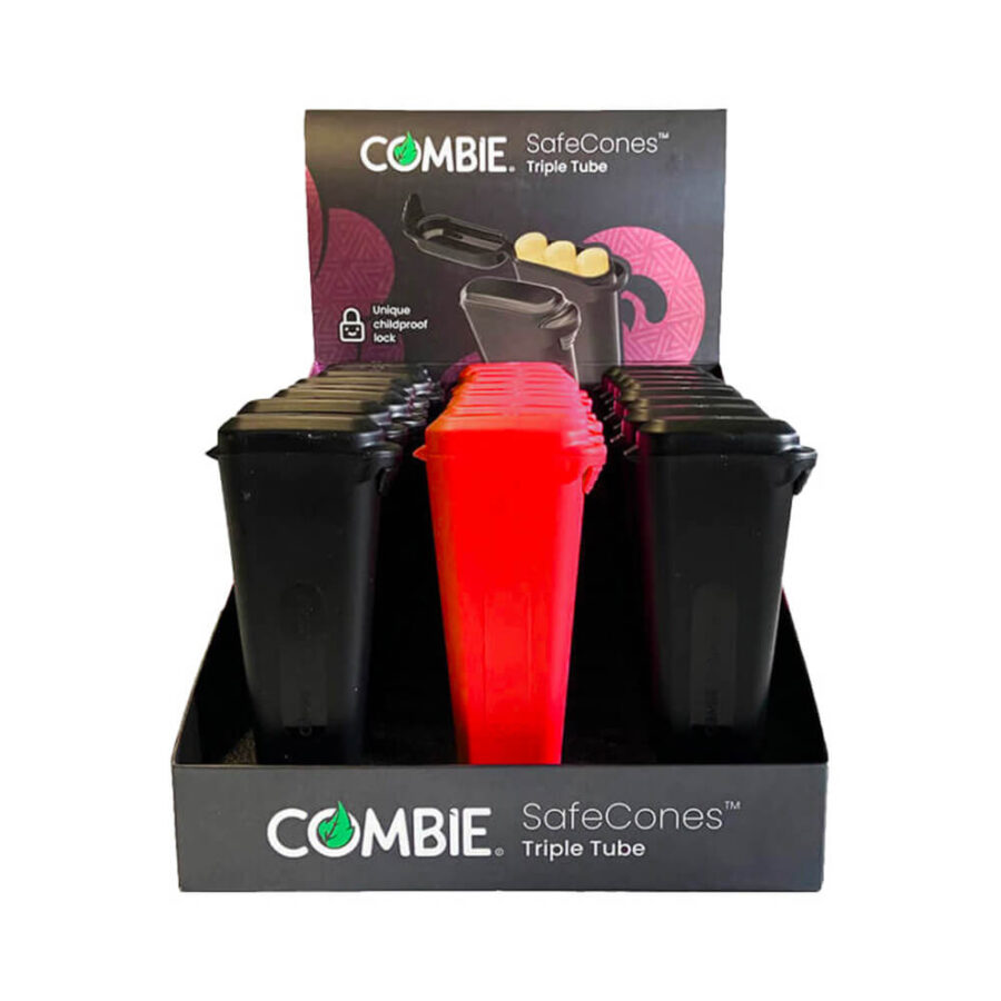 Combie Joint Holders Triple Tube Black + Red (24pcs/display)