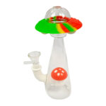 Mushroom Spaceship Glass-Silicone Bong Glow in the Dark 18cm