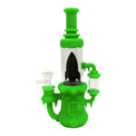 Bong en Verre-Silicone Vaisseau-Fusée Vert avec Pièces Amovibles 23cm