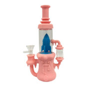 Rocket Ship Glass-Silicone Bong Pink with Removable Pieces 23cm