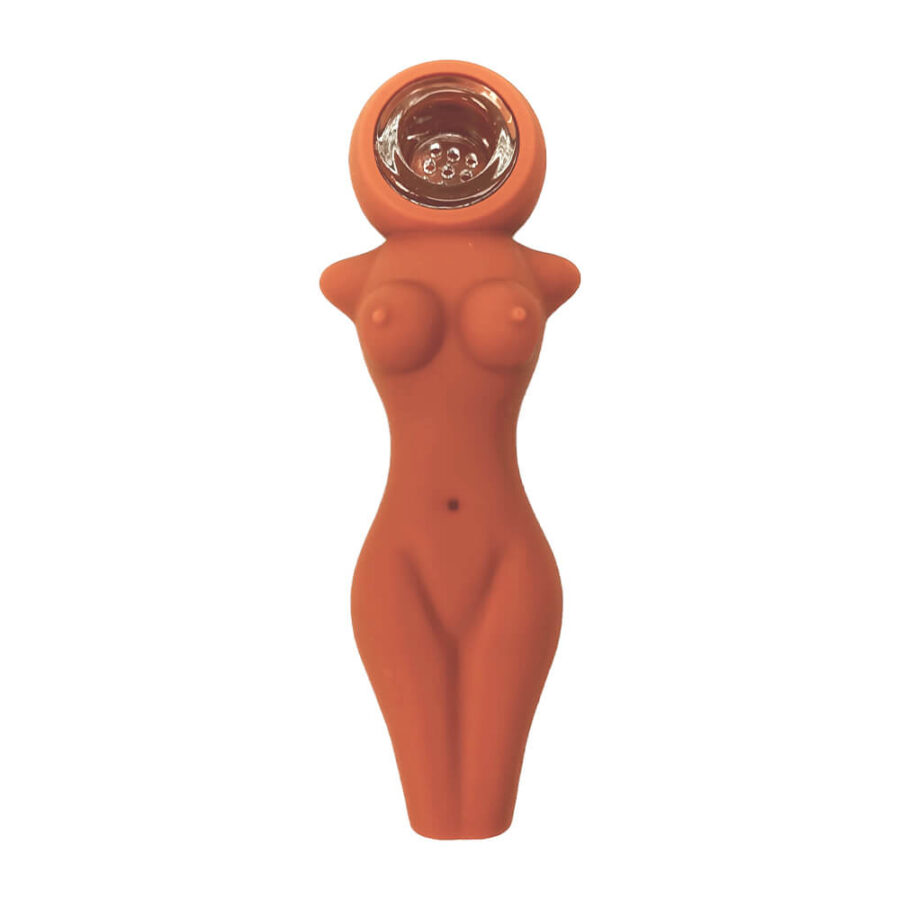 Tan Nude Figure Silicone Pipe 12cm