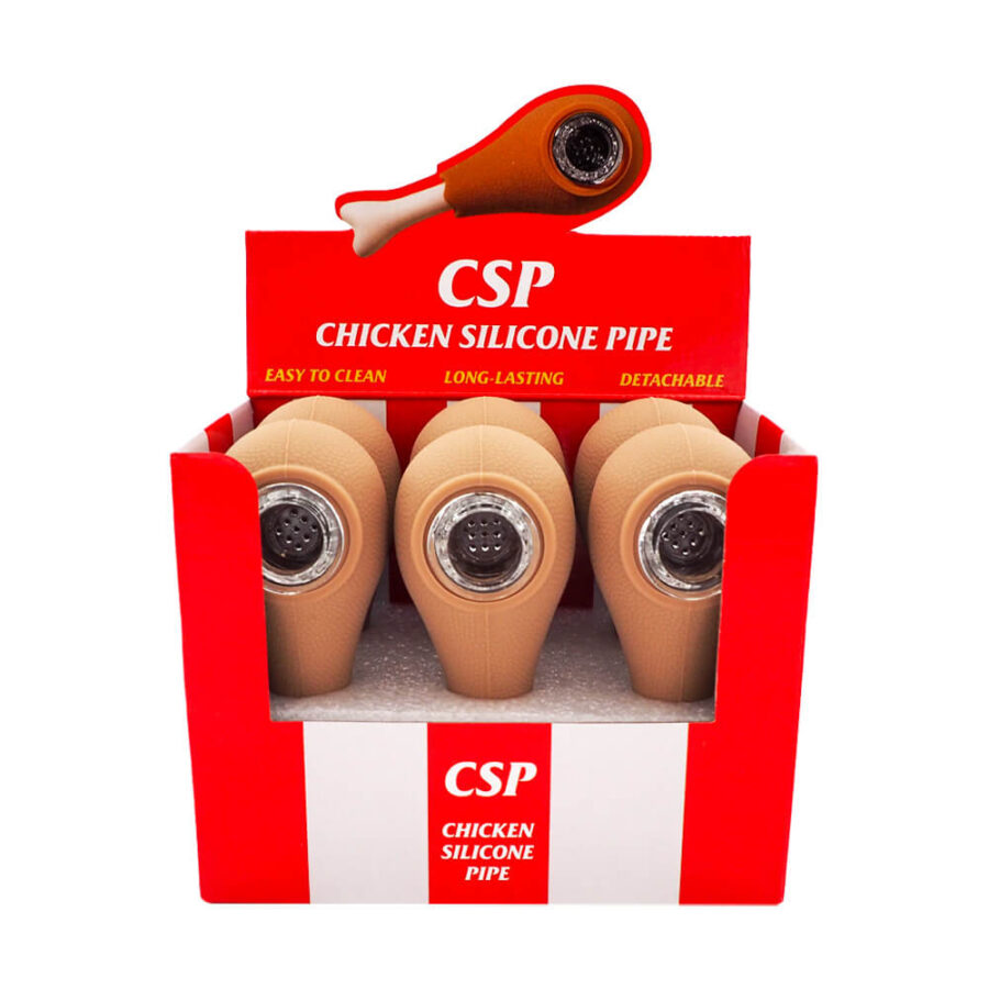 Chicken Silicone Pipes with Removable Pieces (6pcs/display)