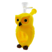 Owl Glass-Silicone Bong Yellow 16cm