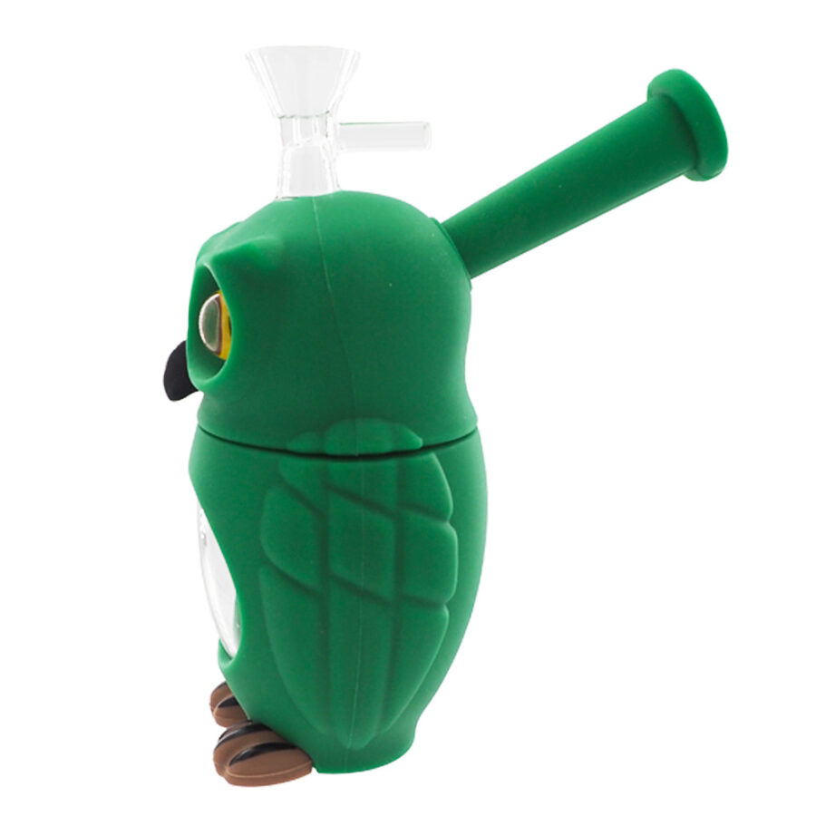 Owl Glass-Silicone Bong Green 16cm
