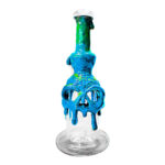 Handmade Skull Glass Clay Bong Blue 22cm