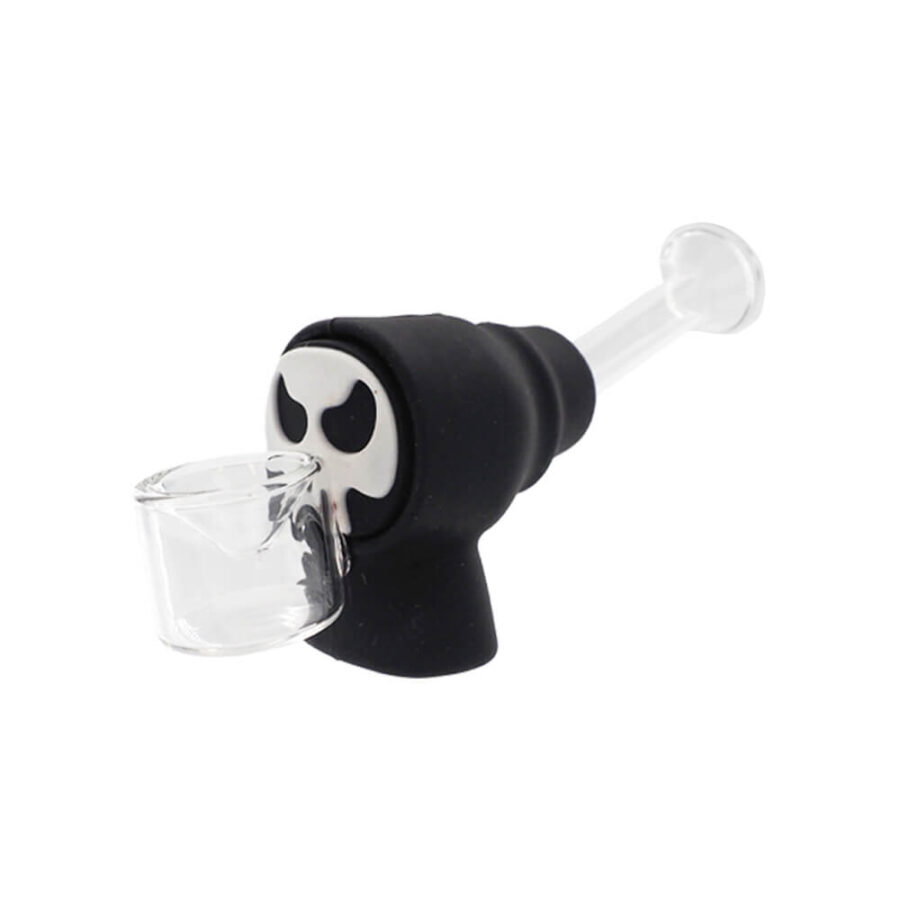 Skull Glass-Silicone Pipe with Removable Pieces (6pcs/display)