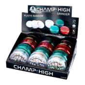 Champ High Plastic Grinder Rainbow 3 Parts - 61mm (12pcs/display)