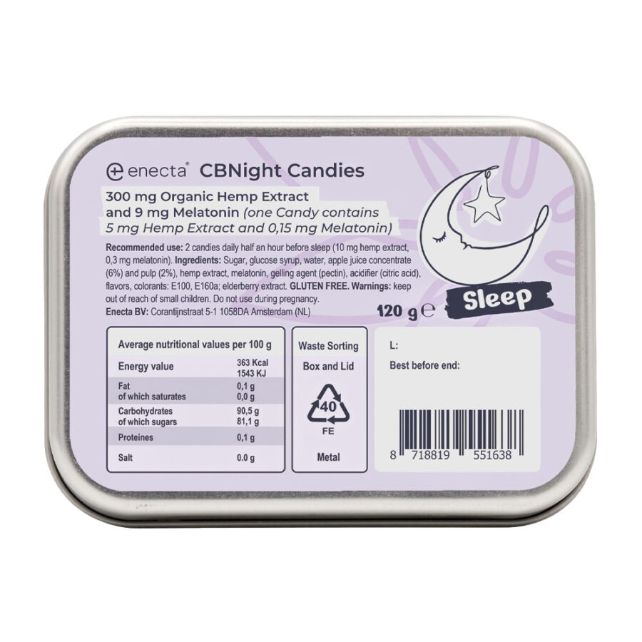 Enecta CBNight Candies with Organic Hemp Extract and Melatonin (60pcs)
