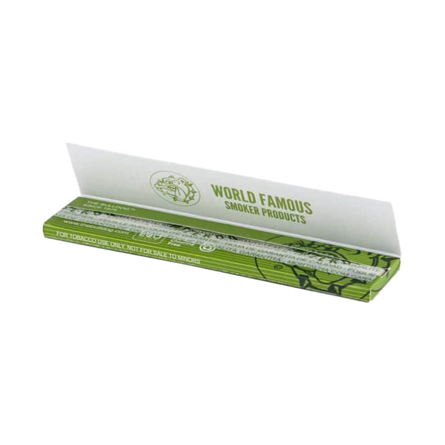 The Bulldog Hemp Green Slim Unbleached Rolling Papers King Size (50pcs/display)