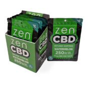 Zen CBD Watermelon Gummies 250mg per Bag (10packs/display)
