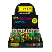 Clipper Lighters Pop Cover Rasta Weed (30pcs/display)