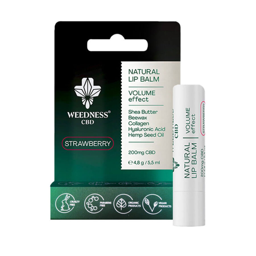Weedness CBD Natural Lip Balm Strawberry with Volume Effect 4% CBD (4.8g)