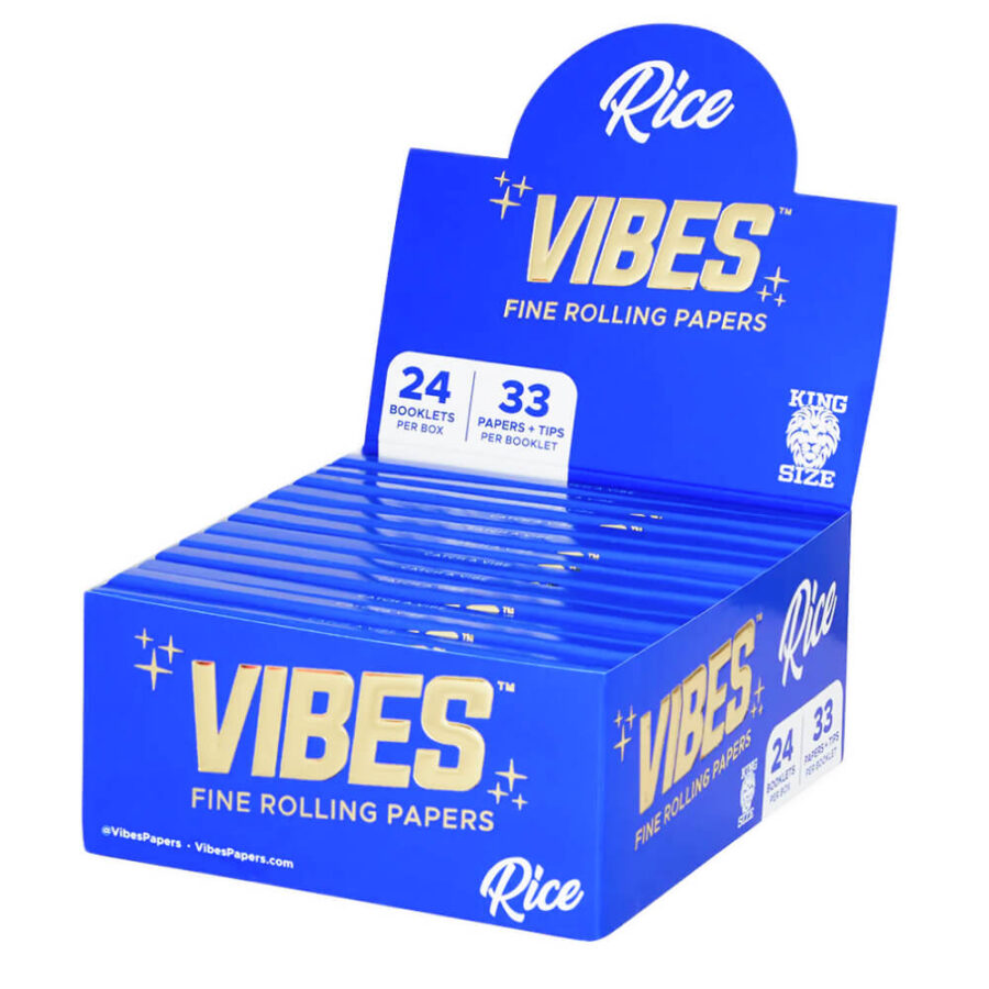 VIBES Rolling Papers King Size Slim with Tips Rice (24pcs/display)