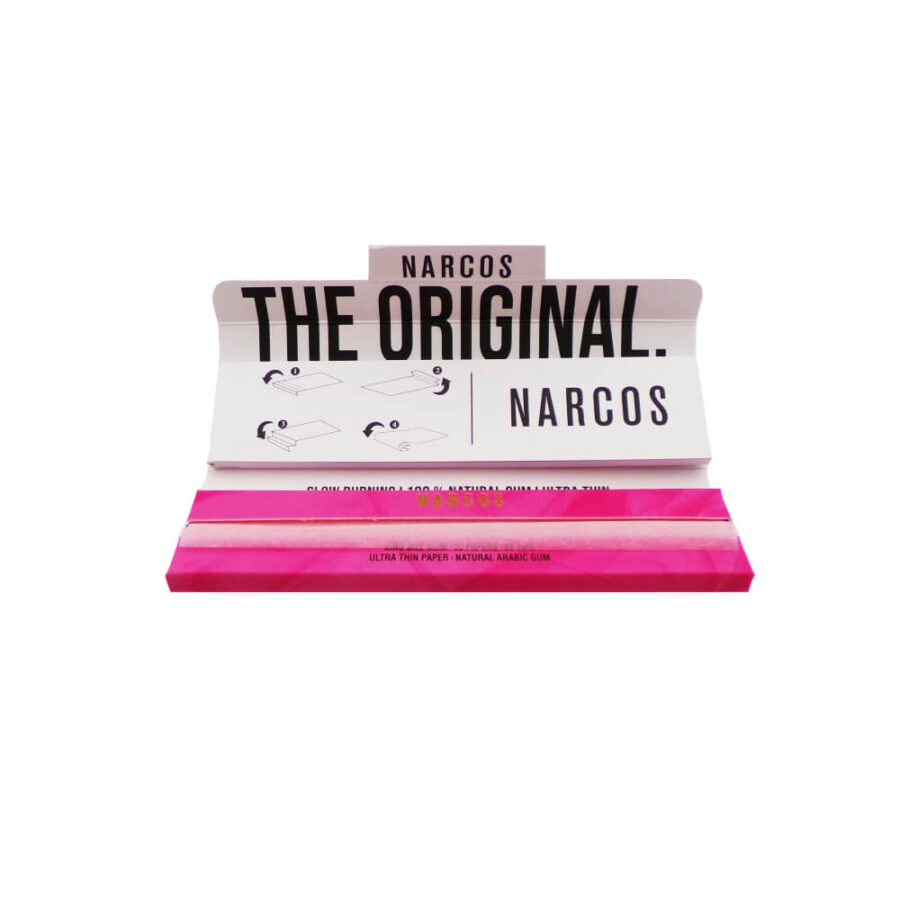 Narcos Pink Edition King Size Slim Rolling Papers + Tips (24pcs/display)