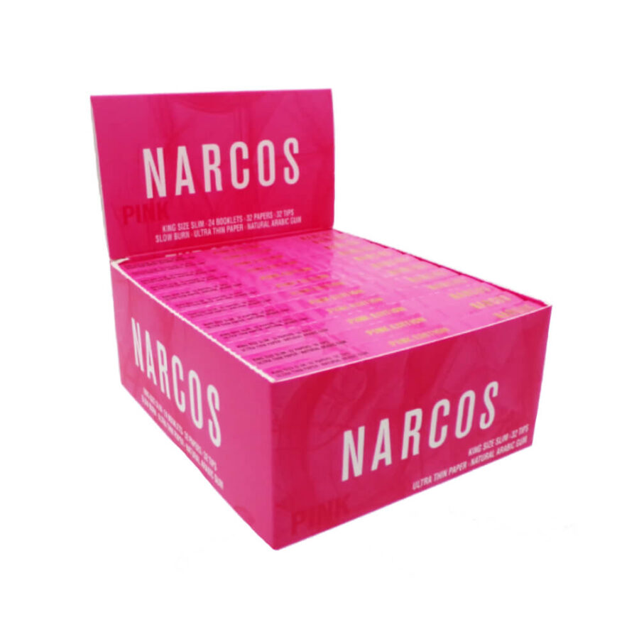 Narcos Pink Edition King Size Slim Rolling Papers + Tips (24pcs/display)