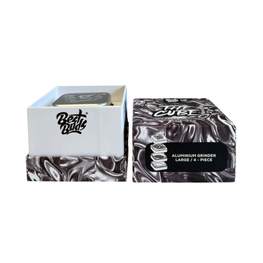 Best Buds The Cube Aluminium Grinder Silver 4 Parts (50mm)