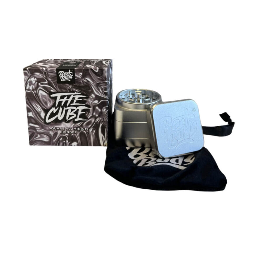 Best Buds The Cube Aluminium Grinder Silver 4 Parts (50mm)