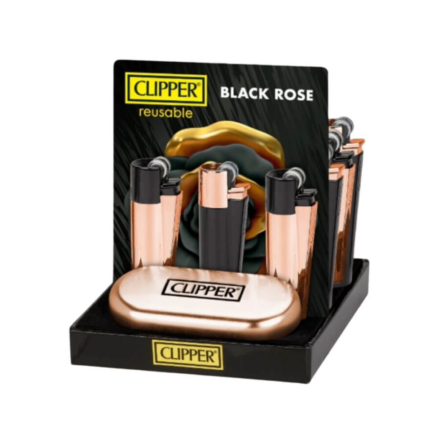 Clipper Metal Lighters Black Rose (12pcs/display)