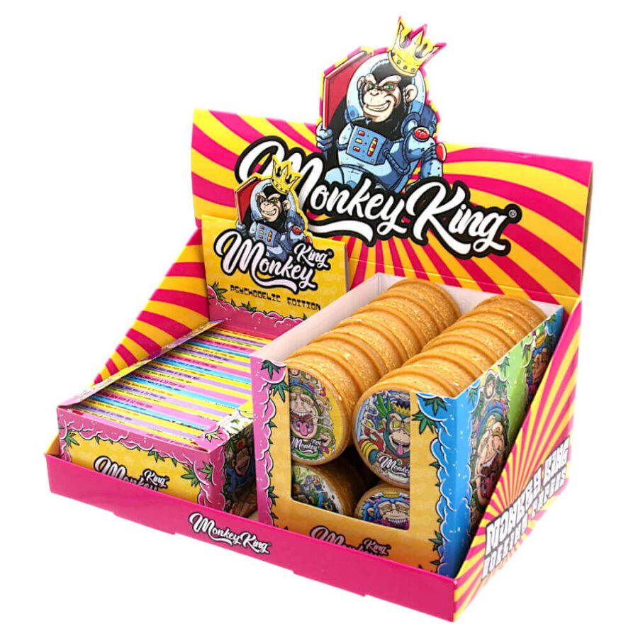 Monkey King Rolling Papers with Tips and Grinders Psychodelic Edition (48pcs/display)