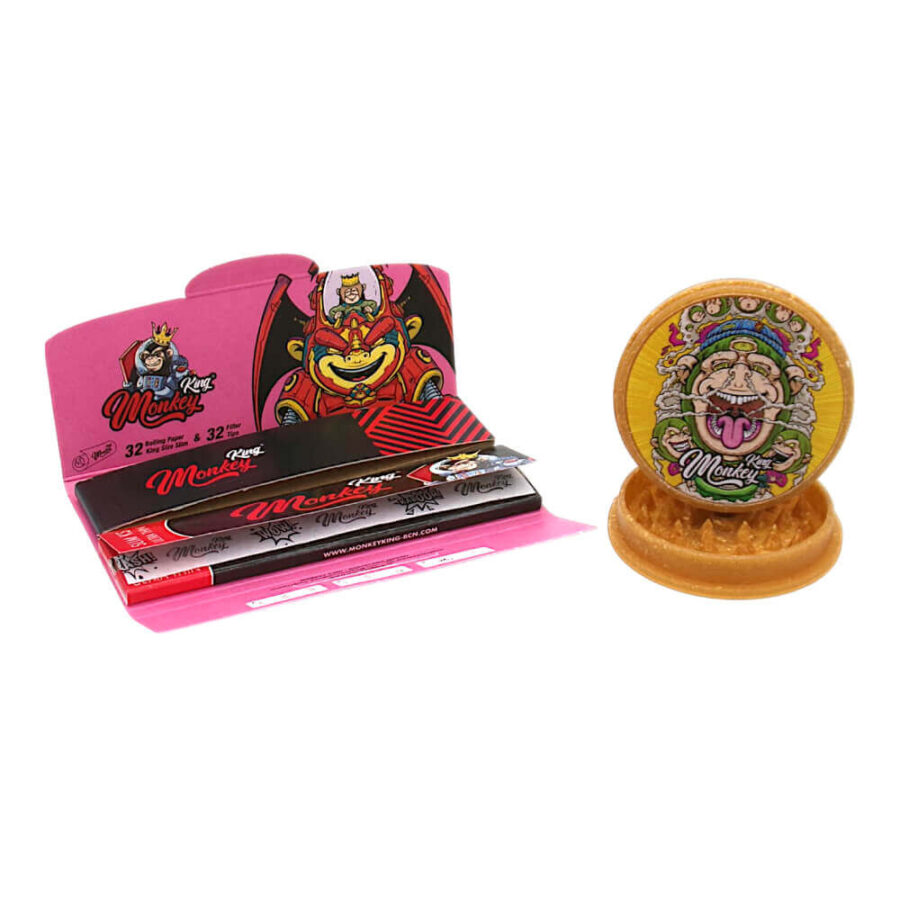 Monkey King Rolling Papers with Tips and Grinders Psychodelic Edition (48pcs/display)