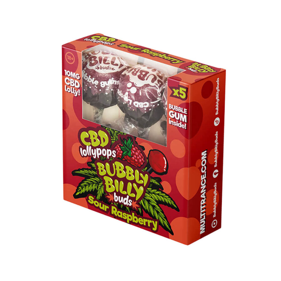 Bubbly Billy Buds CBD Lollipops Sour Raspberry 10mg CBD 5pcs Per Pack (12packs:display)-Wholesale-7