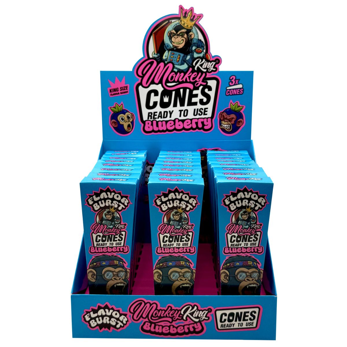 Monkey King KS Flavor Cones Blueberry (24pcs/display) Monkey King KS Flavor Cones Blueberry (24pcs/display)