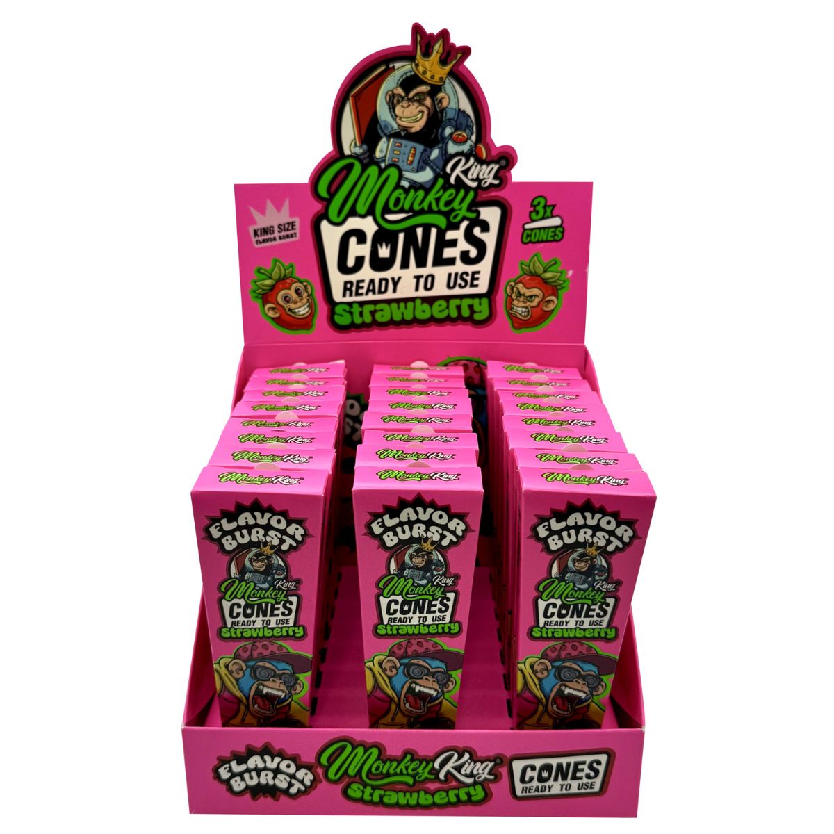 Monkey King KS Flavor Cones Strawberry (24pcs/display) Monkey King KS Flavor Cones Strawberry (24pcs/display)
