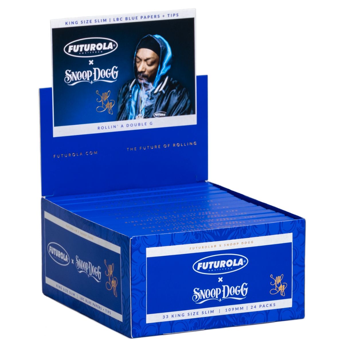 Futurola x Snoop Dogg King Size Slim LBC Rolling Papers + Tips (24pcs/display) Futurola x Snoop Dogg King Size Slim LBC Rolling Papers + Tips (24pcs/display)