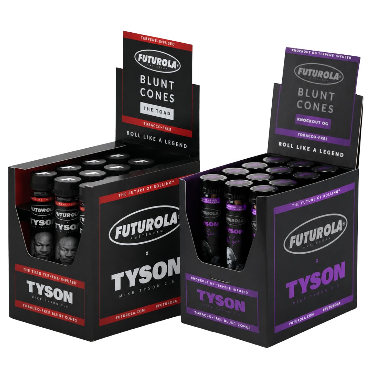 Futurola x Tyson 2.0 Terpene Infused Tobacco-Free Blunt Cones (12pcs/display) Futurola x Tyson 2.0 Terpene Infused Tobacco-Free Blunt Cones (12pcs/display)