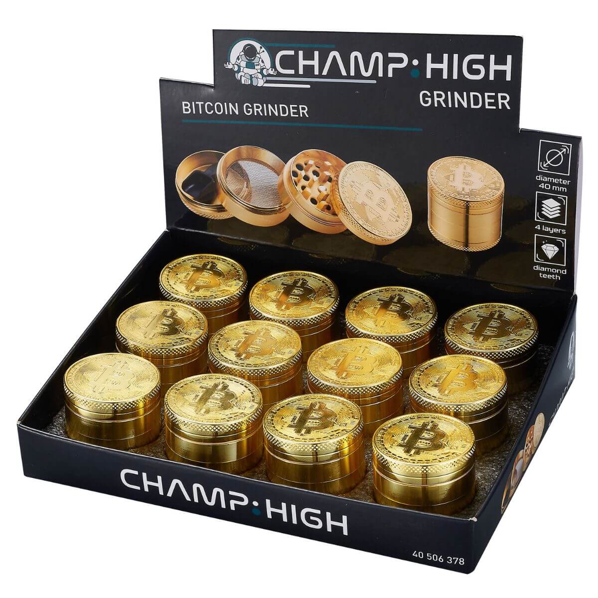 Champ High Bitcoin Metal Grinder 4 Parts-40mm (12pcs/display) Champ High Bitcoin Metal Grinder 4 Parts-40mm (12pcs/display)