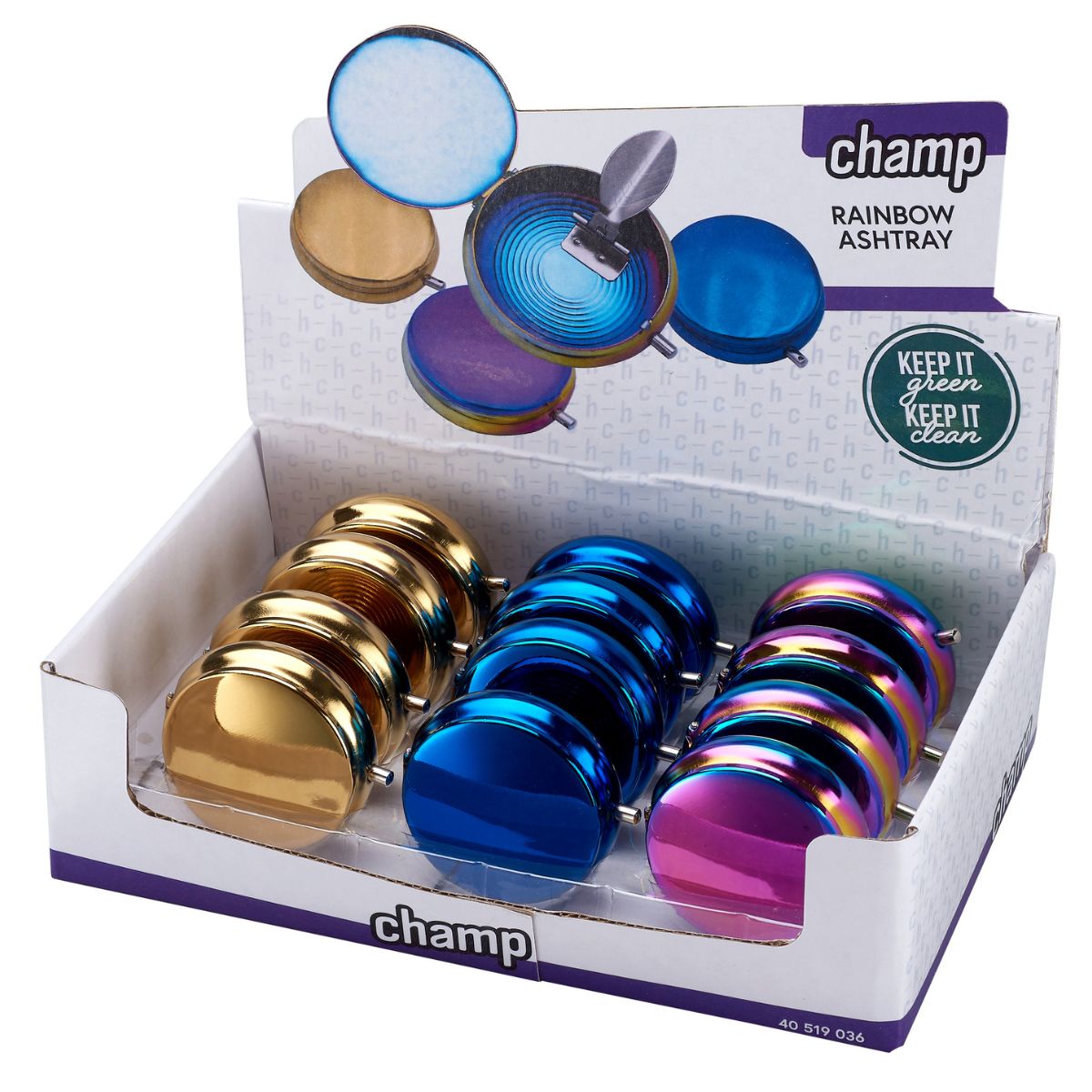 Champ High Pocket Rainbow Ashtray (12pcs/display) Champ High Pocket Rainbow Ashtray (12pcs/display)