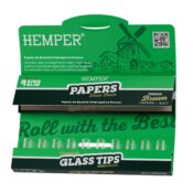 Hemper King Size Rolling Natural Brown Paper Booklet Glass Tips 20pcsdisplay 6mm 6