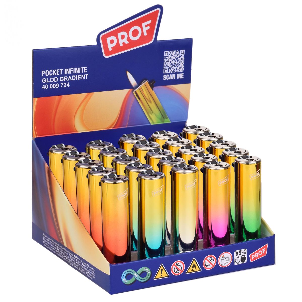 Prof Pocket Infinite Glod Gradient Lighter (25pcs/display) Prof Pocket Infinite Glod Gradient Lighter (25pcs/display)