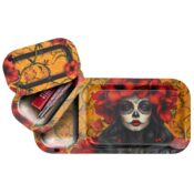 V-Syndicate Duotray Calavera Metal Rolling Tray with Removable Stash Tray 32x16cm