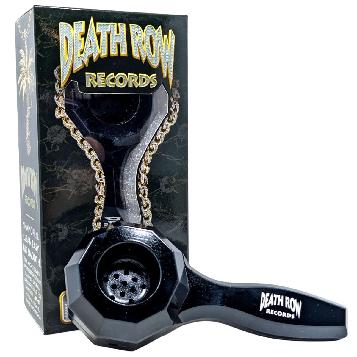 Death Row Records 4.4″ Metal 2pc Easy Cleaning Black Hand Pipe Death Row Records 4.4″ Metal 2pc Easy Cleaning Black Hand Pipe