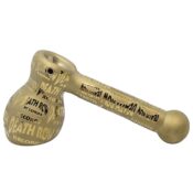 Death Row Records 6 Full Metallic Etched Hammer Hand Pipe - Gold