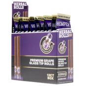 Hemper Pre-Rolled King Size Herbal Rolls + Glass Tip 2-Pack (12pcs/display) Grape