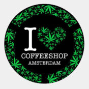 Posacenere in metallo Foglie verdi I love Coffeeshop Amsterdam