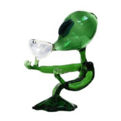 Bong in vetro verde alieno 15 cm