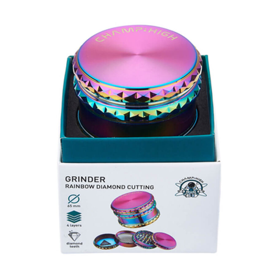 Champ High Grinder in Metallo color Arcobaleno 4 Parti - 65mm