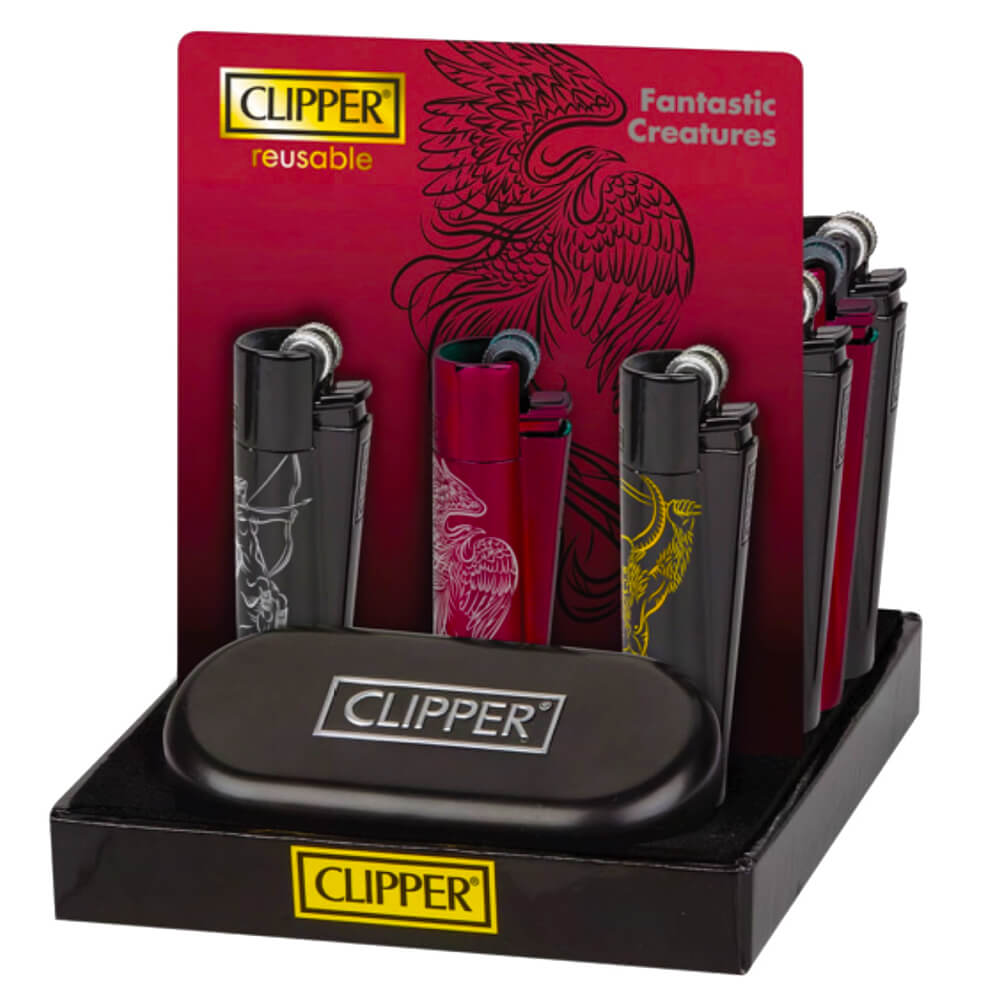 Accendino Clipper Metal Large Leaves Pattern - Box Regalo