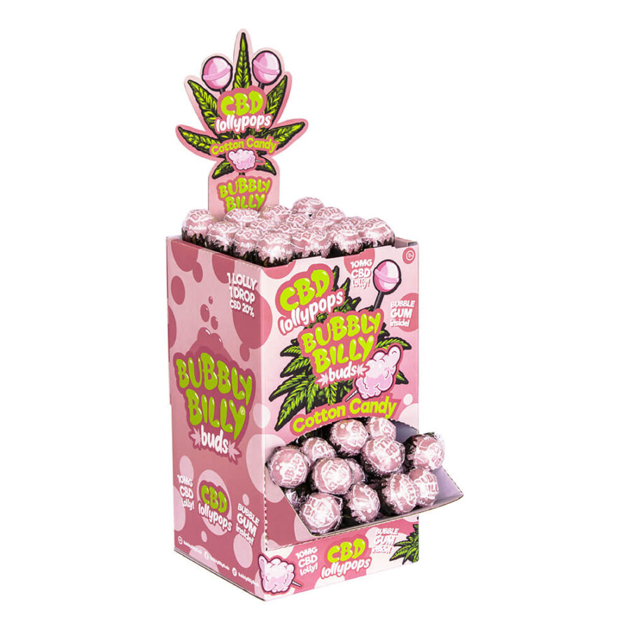 Bubbly Billy Buds Lecca Lecca Cotton Candy 10mg CBD (100pz/display)