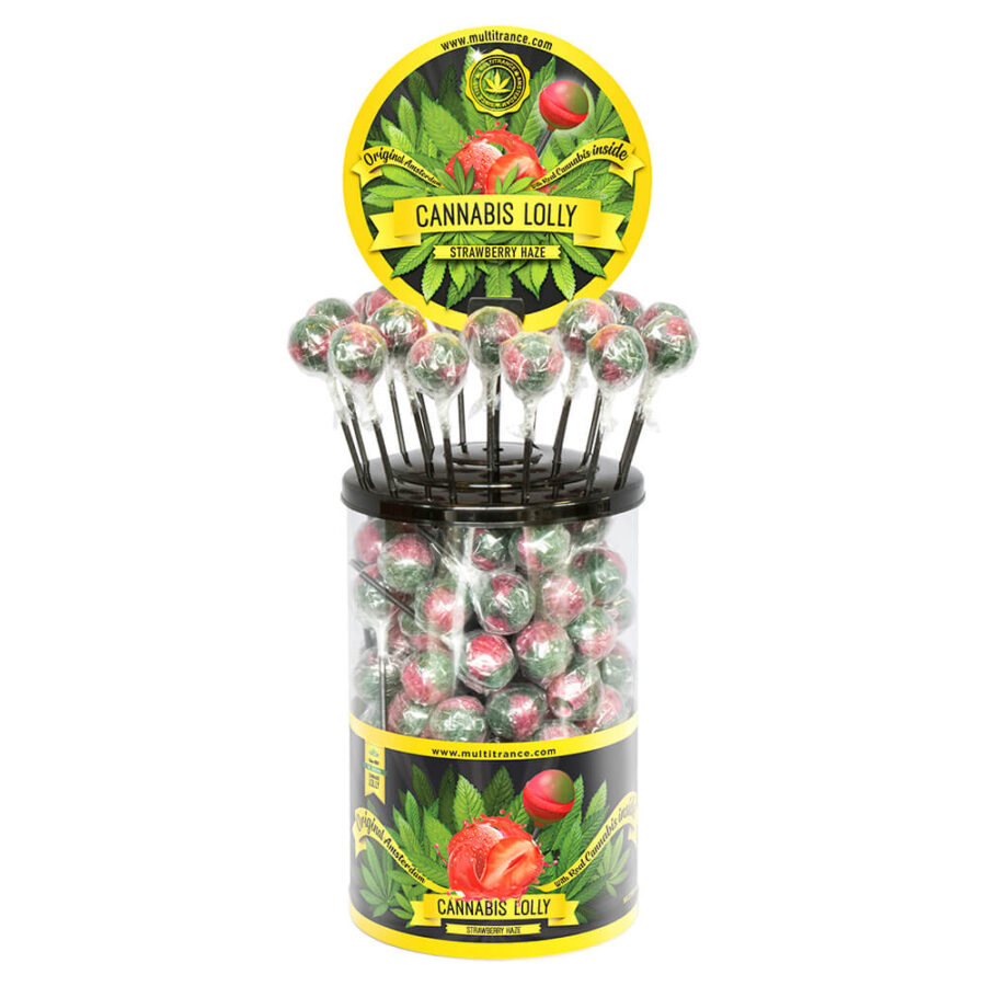 Lecca Lecca Cannabis Box gusto Strawberry Haze (100pezzi/display)