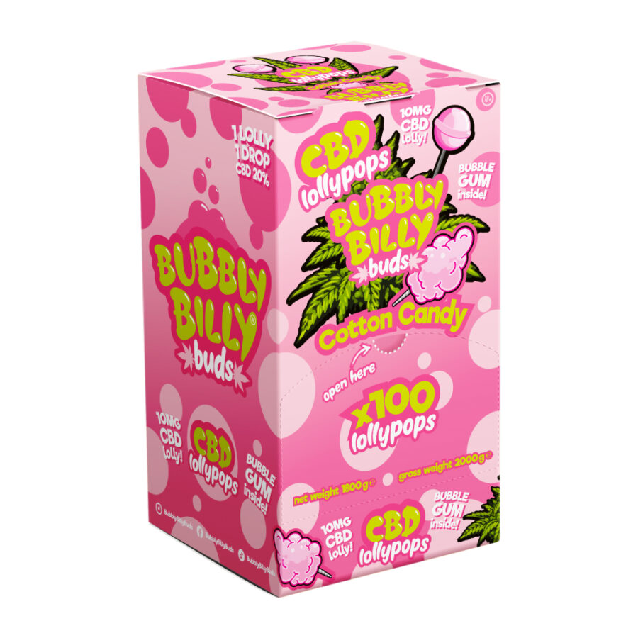 Bubbly Billy Buds Lecca Lecca Cotton Candy 10mg CBD (100pz/display)