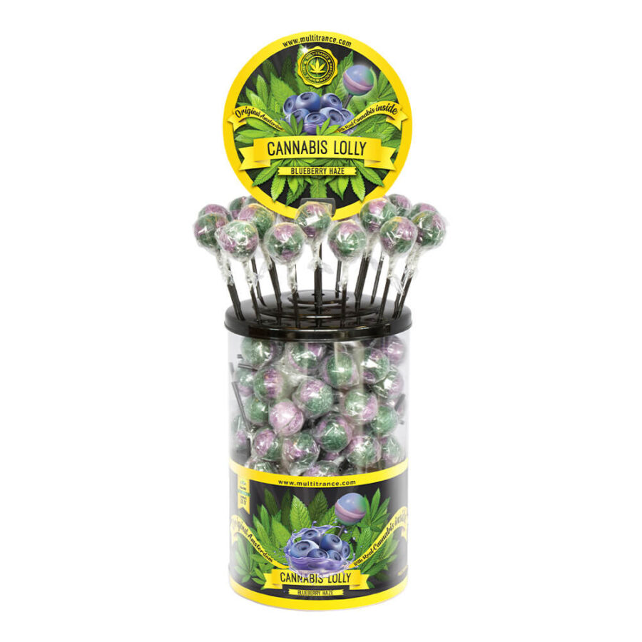 Cannabis lollipops Blueberry Haze THC free (100pezzi/display)