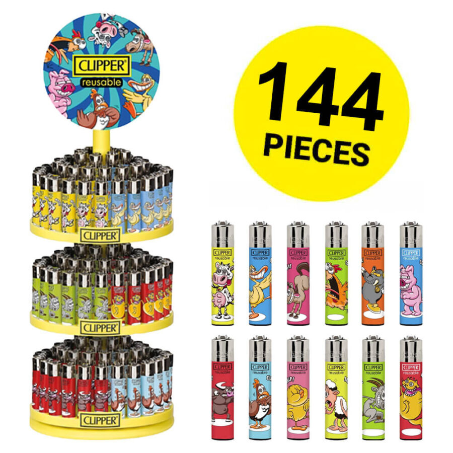 Clipper Lighters Crazy Farm + Carosello Gratuito (144pezzi/display)