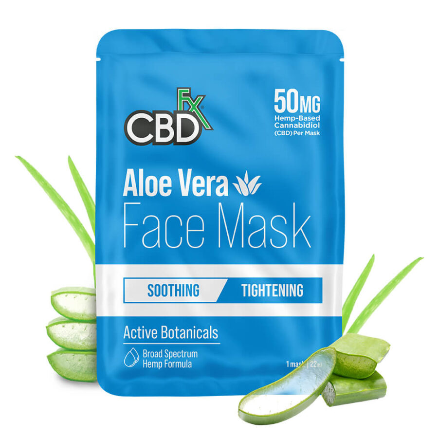 CBDfx Masque au Aloe Vera pour le visage avec 50mg CBD (10paquets/présentoir)