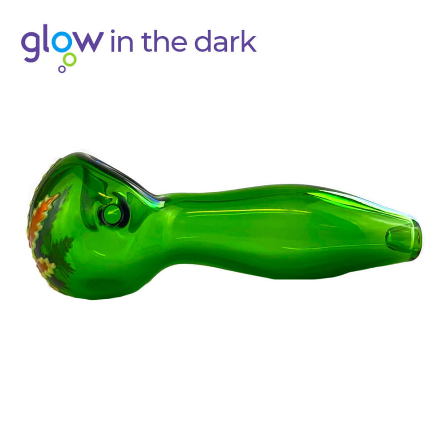 Pipe en Verre Brille dans le Noir Vert 10cm