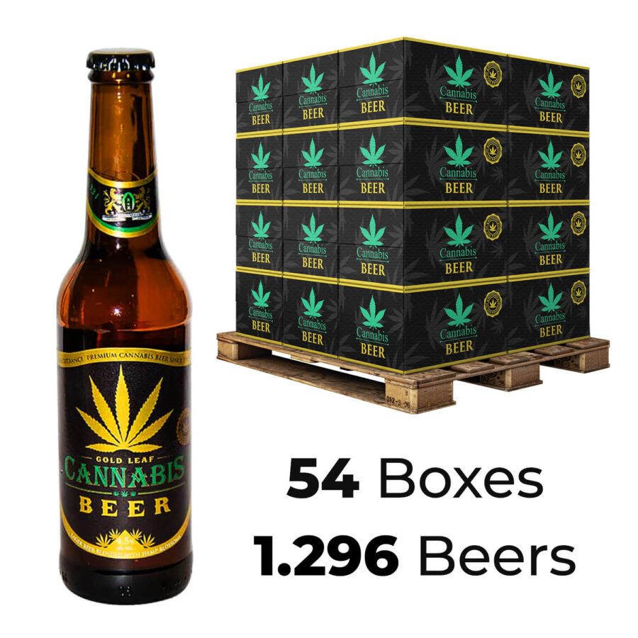 Bière Goût Cannabis 4.5% Gold Leaf 330ml (54boites/1.296bières)
